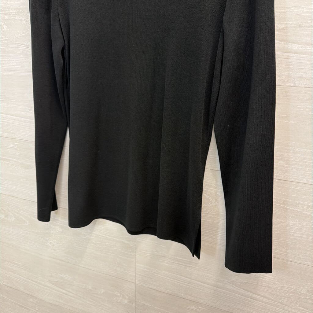 Ming Wang Black Mock Neck Long Sleeve Top Small