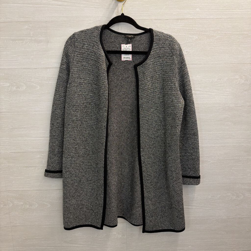 Talbots Black/ White Knit Open Front Long Sweater Medium Petite