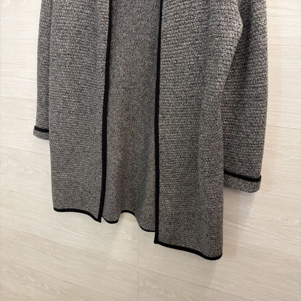 Talbots Black/ White Knit Open Front Long Sweater Medium Petite