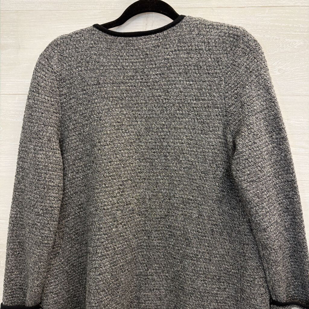 Talbots Black/ White Knit Open Front Long Sweater Medium Petite