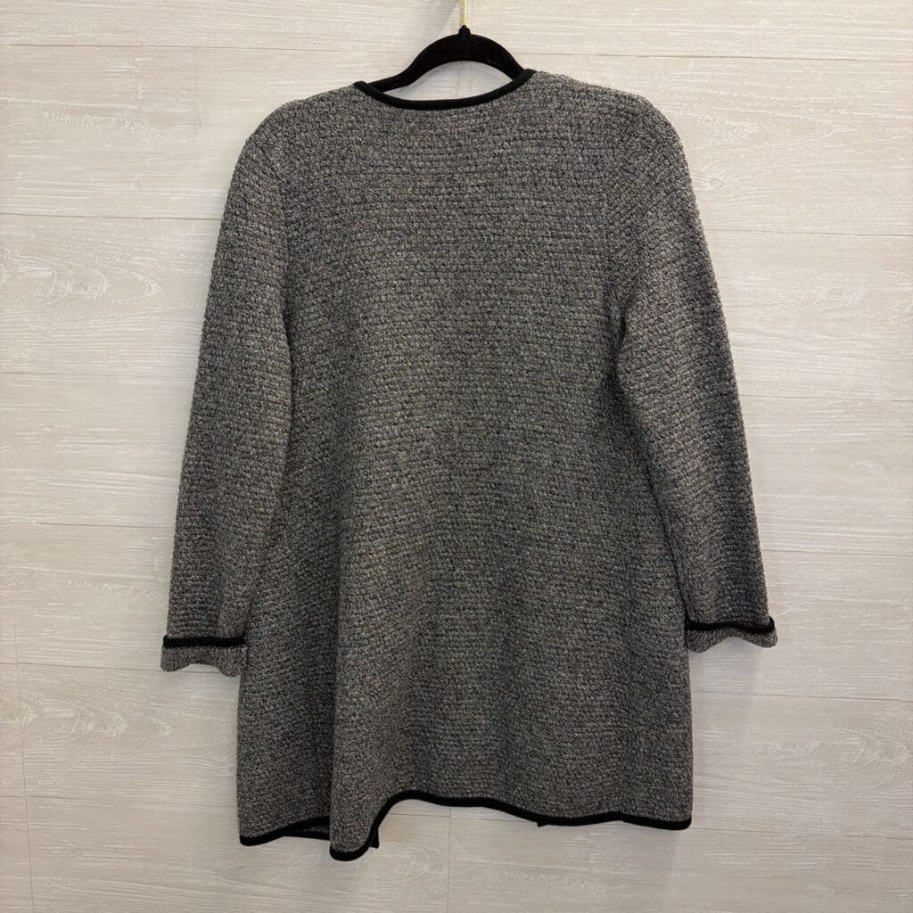 Talbots Black/ White Knit Open Front Long Sweater Medium Petite