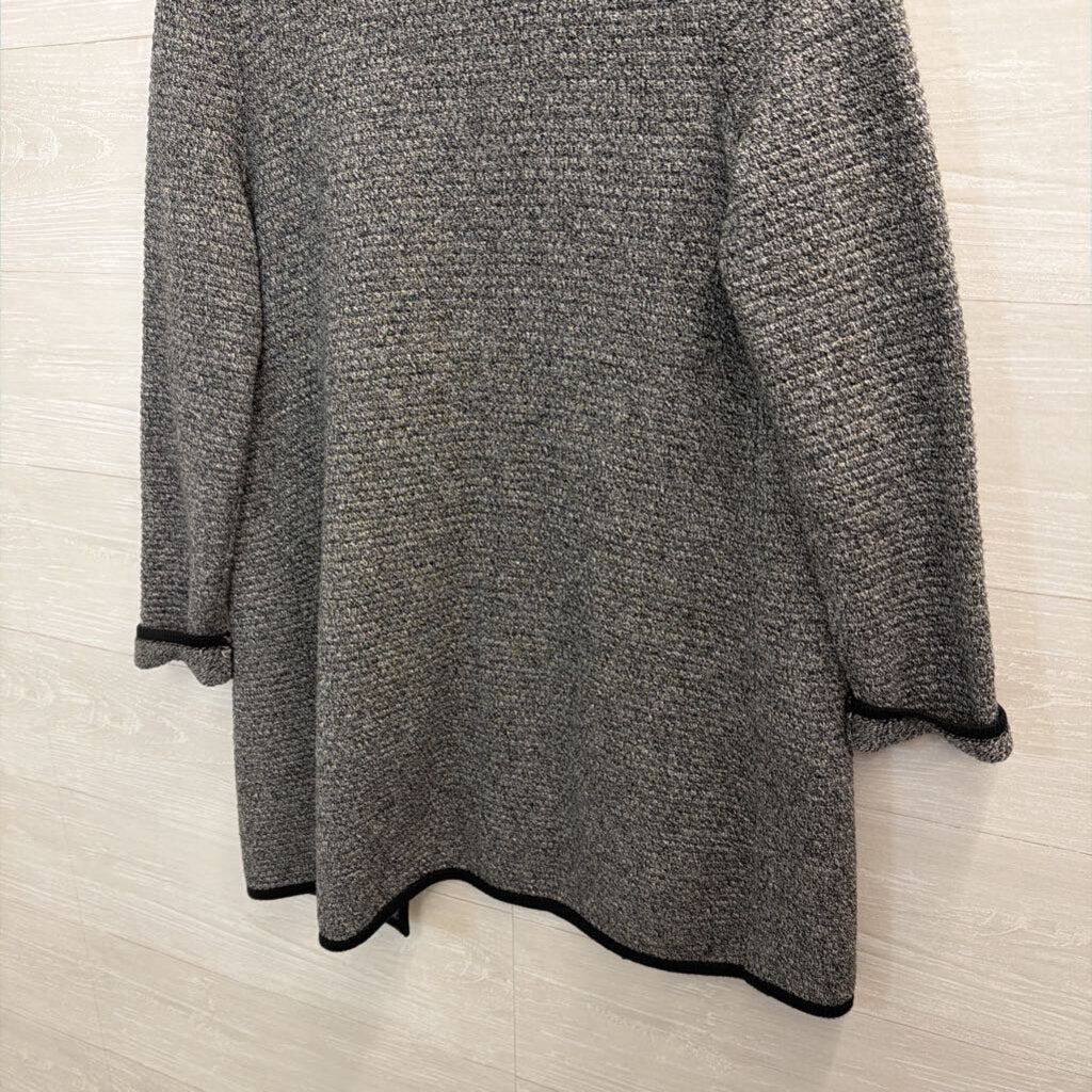 Talbots Black/ White Knit Open Front Long Sweater Medium Petite