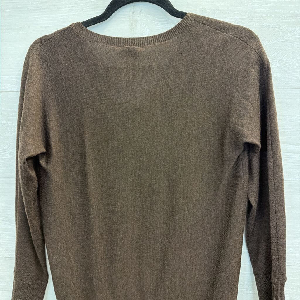 Talbots Brown Pure Merino Wool Cowl Neck Long Sleeve Sweater Top Small Petite