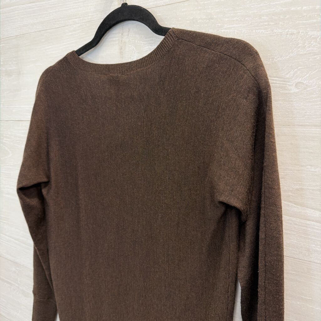 Talbots Brown Pure Merino Wool Cowl Neck Long Sleeve Sweater Top Small Petite