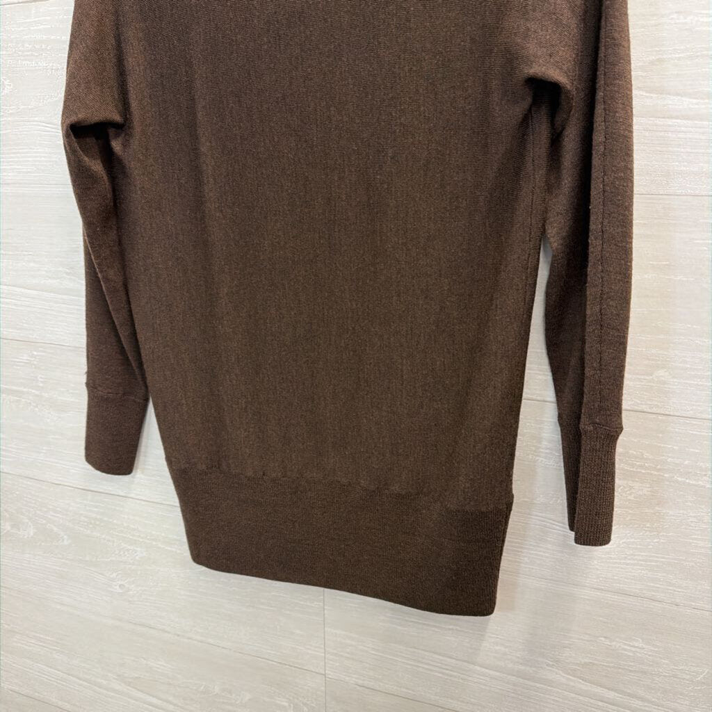 Talbots Brown Pure Merino Wool Cowl Neck Long Sleeve Sweater Top Small Petite