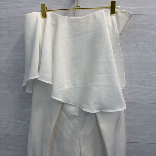 Few Moda Ivory Strapless Layered Cropped Jumpsuit Medium