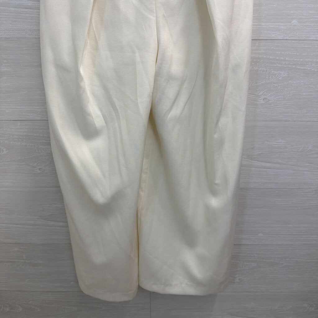 Few Moda Ivory Strapless Layered Cropped Jumpsuit Medium