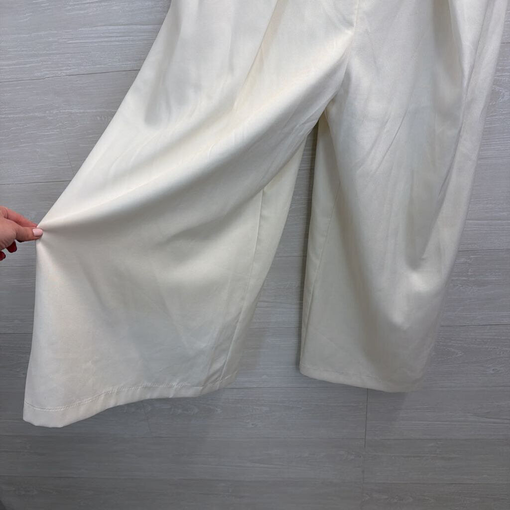 Few Moda Ivory Strapless Layered Cropped Jumpsuit Medium