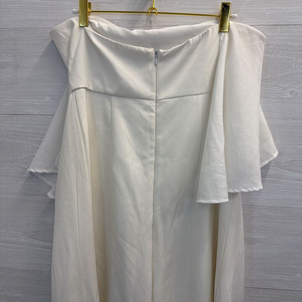 Few Moda Ivory Strapless Layered Cropped Jumpsuit Medium