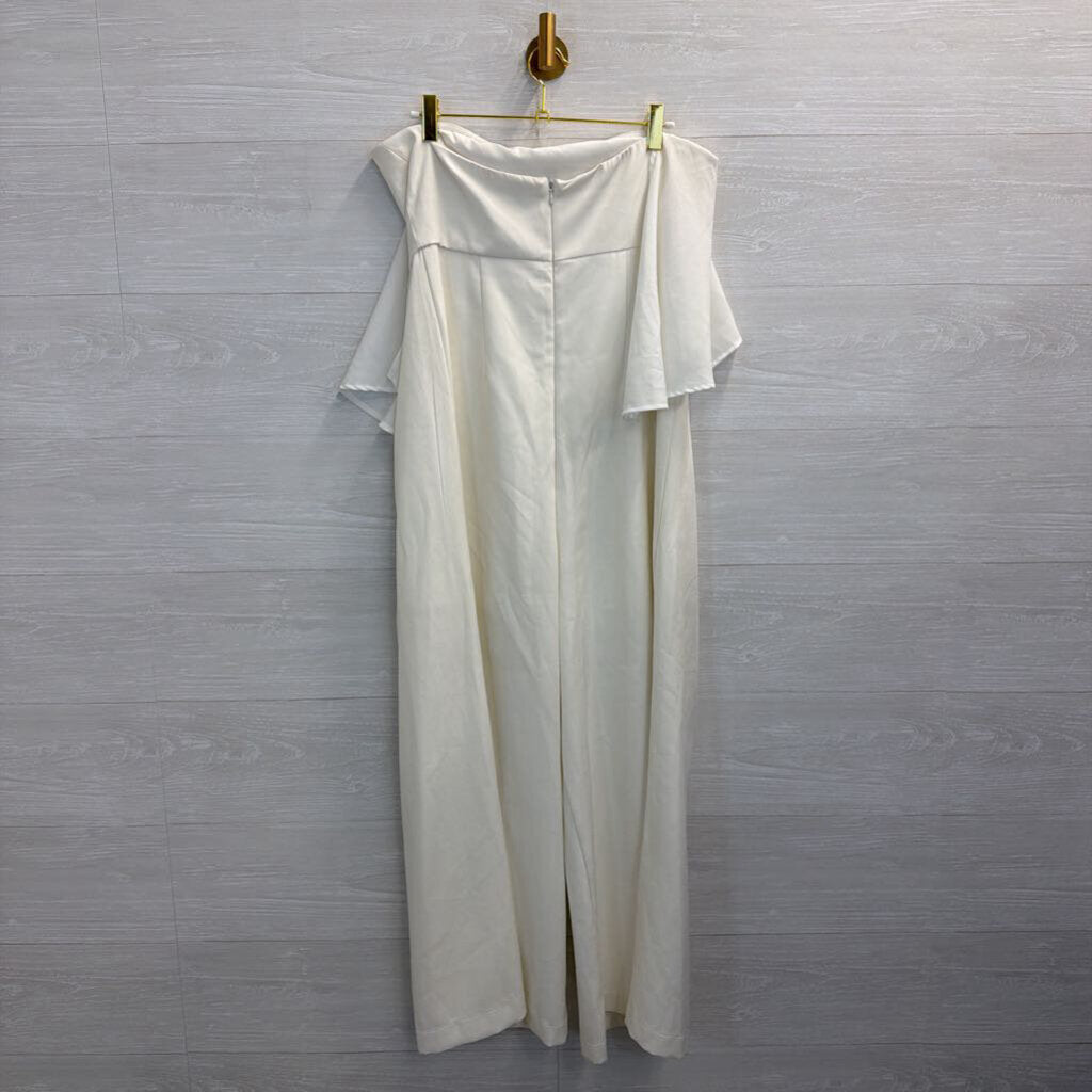 Few Moda Ivory Strapless Layered Cropped Jumpsuit Medium