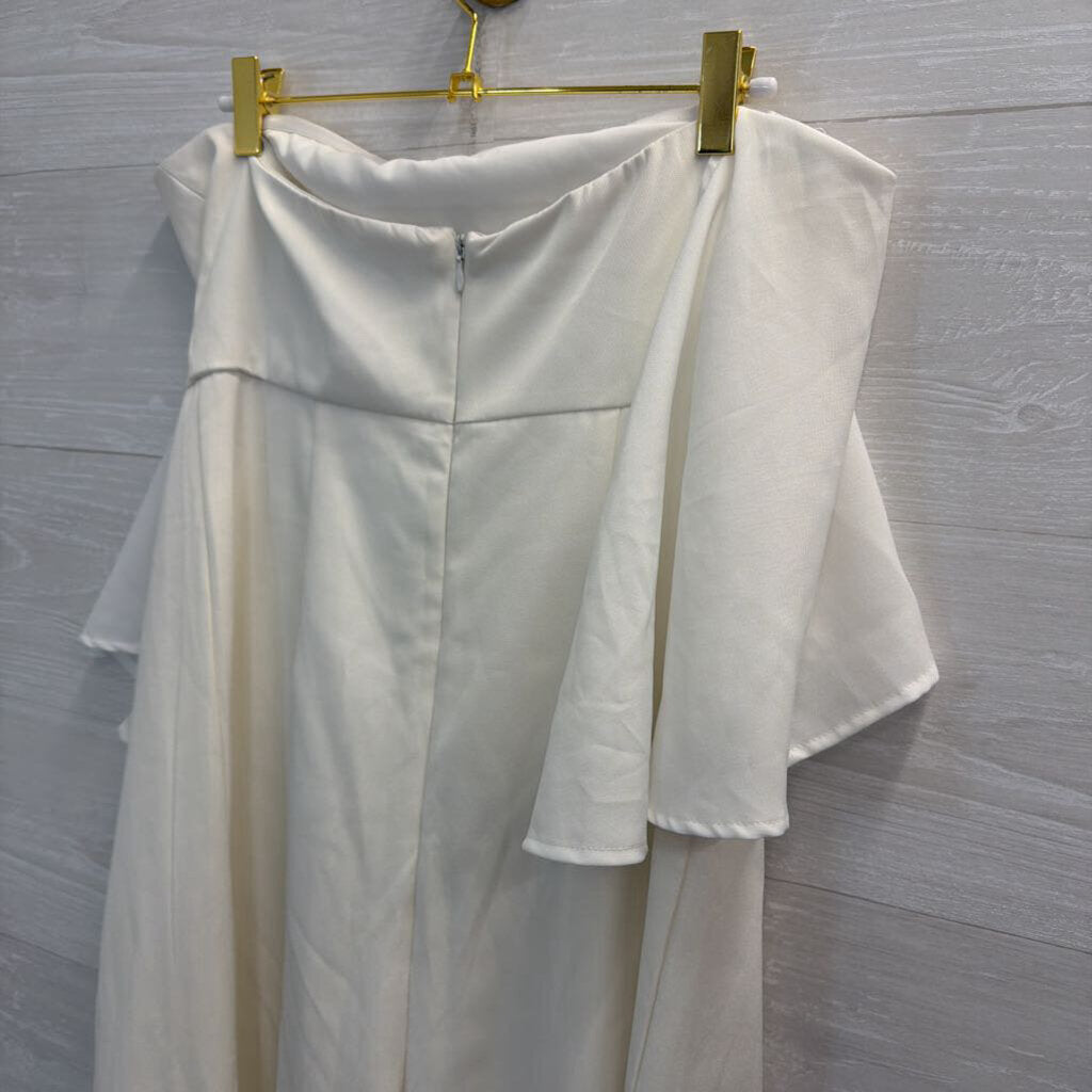 Few Moda Ivory Strapless Layered Cropped Jumpsuit Medium