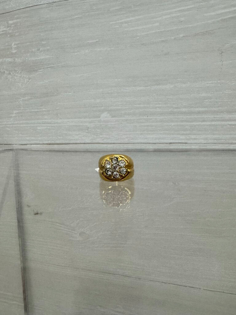 Vintage Rhinestone Gold Costume Ring Size 6.5