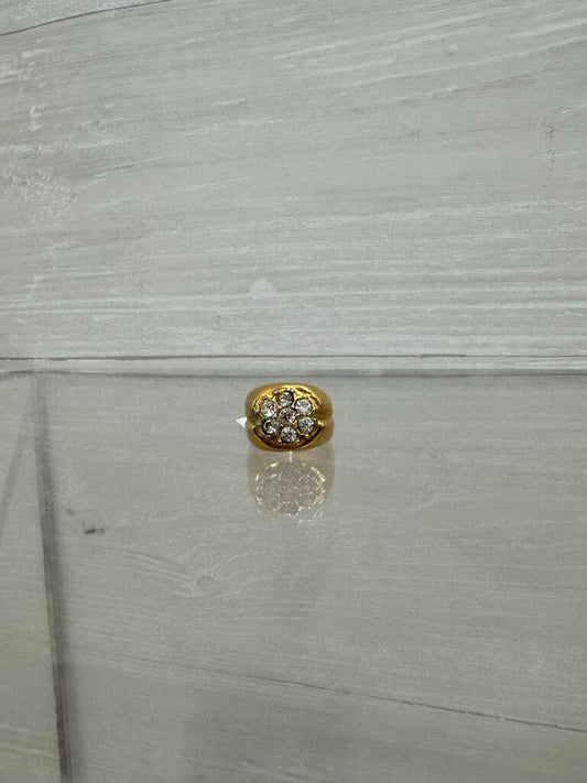Vintage Rhinestone Gold Costume Ring Size 6.5
