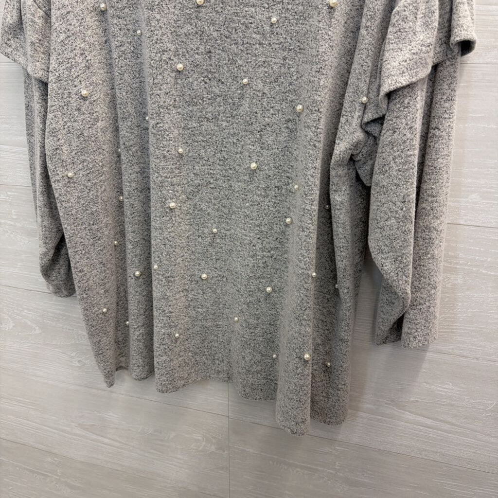 Grey Pearl Embellished Long Sleeve Sweater Top 18/20W
