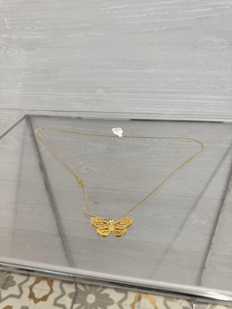 Gold Toned Butterfly Necklace