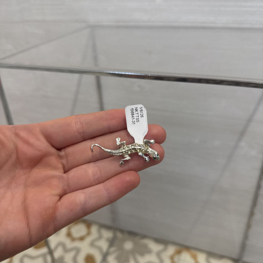 Silver Toned Lizard Brooch