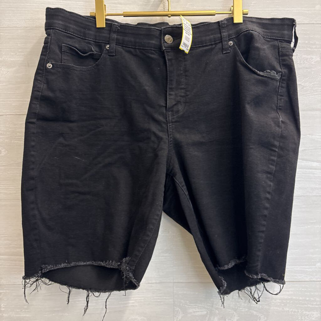 Wonderly Black Denim Mid Rise Bermuda Shorts 18W