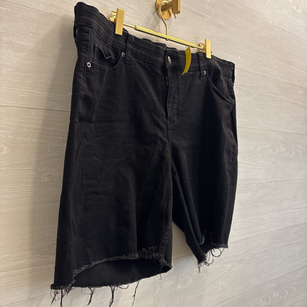 Wonderly Black Denim Mid Rise Bermuda Shorts 18W