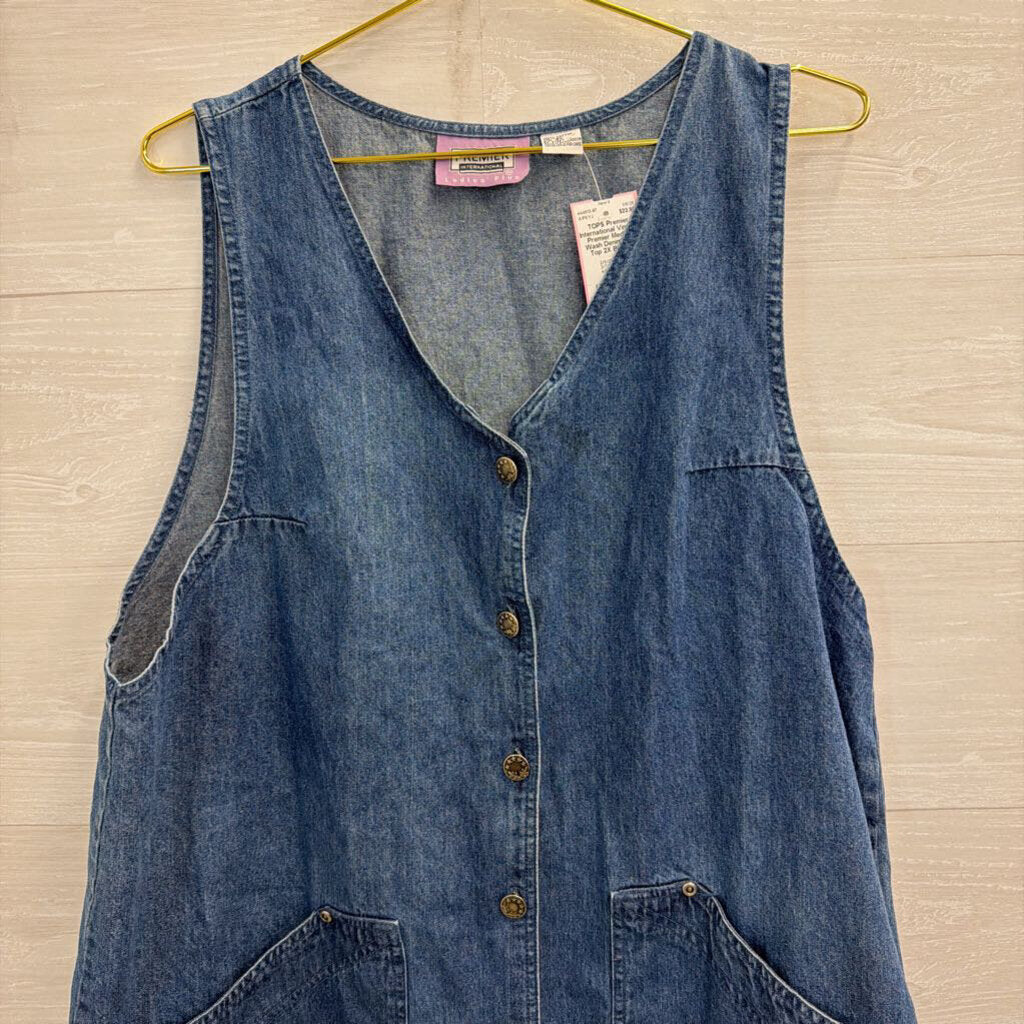 Vintage Premier Medium Wash Denim Vest Top 2X