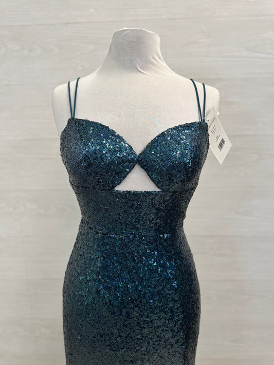 Sherri Hill Blue Iridescent Full Sequin Long Formal Dress 4