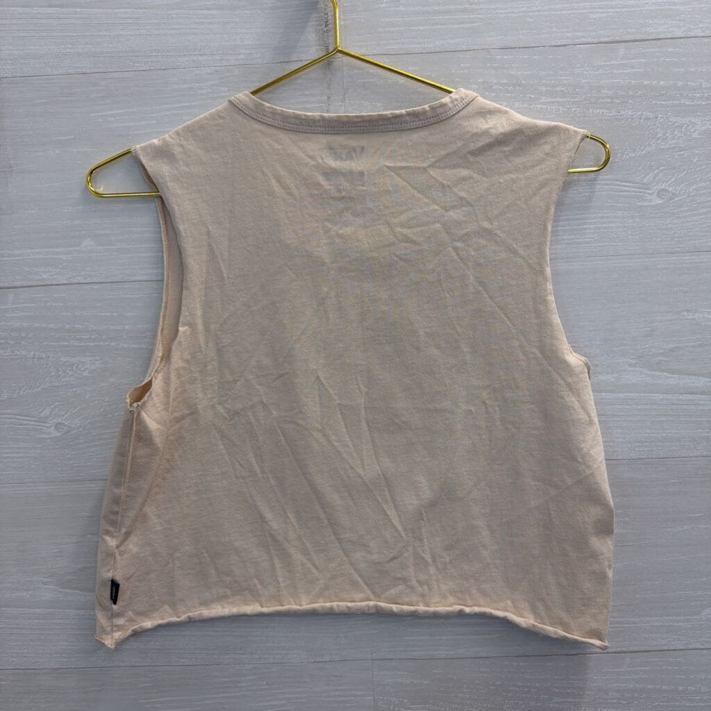 Vans Beige/ Multi Skull Graphic Cropped Tank Top Medium