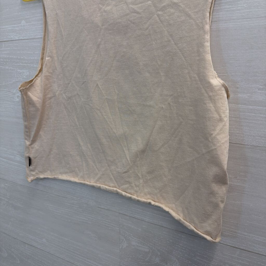 Vans Beige/ Multi Skull Graphic Cropped Tank Top Medium