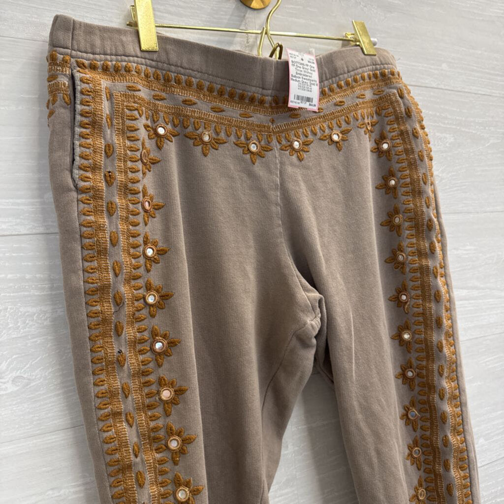 FP One Grey/ Gold Three Wishes Embroidered Balloon Sweatpants Medium