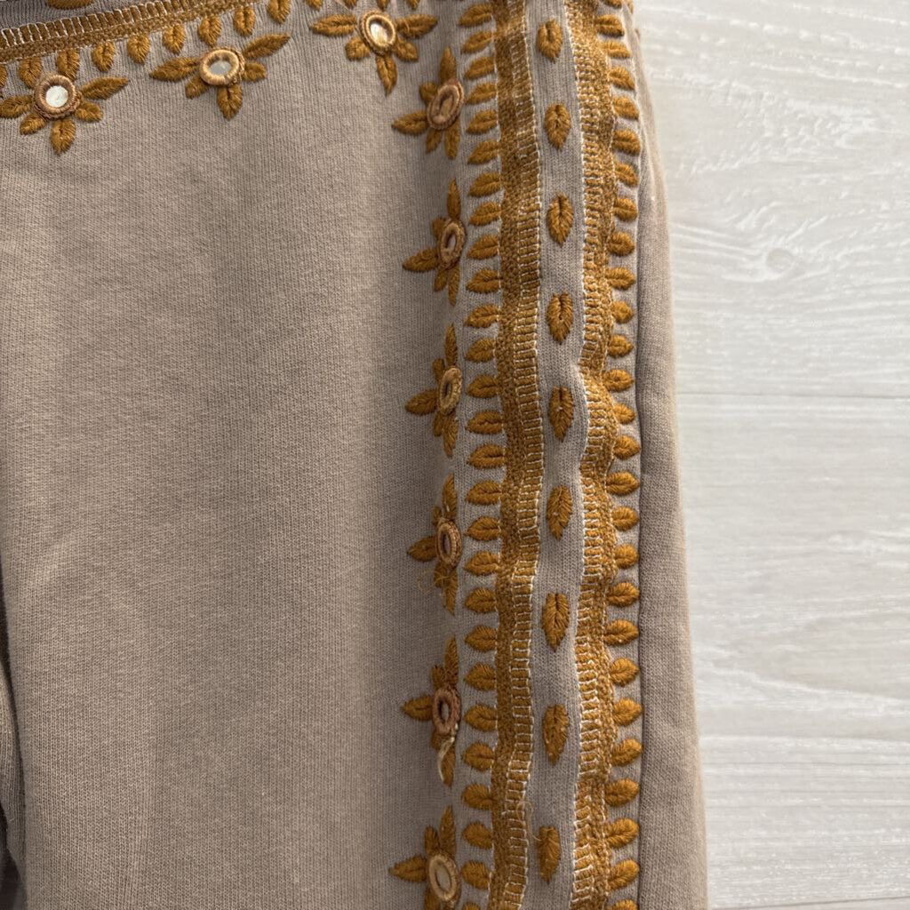 FP One Grey/ Gold Three Wishes Embroidered Balloon Sweatpants Medium