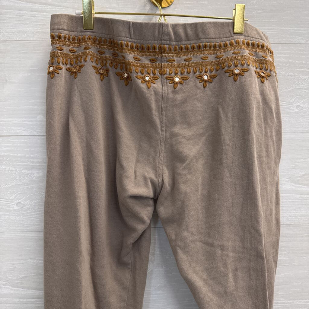 FP One Grey/ Gold Three Wishes Embroidered Balloon Sweatpants Medium