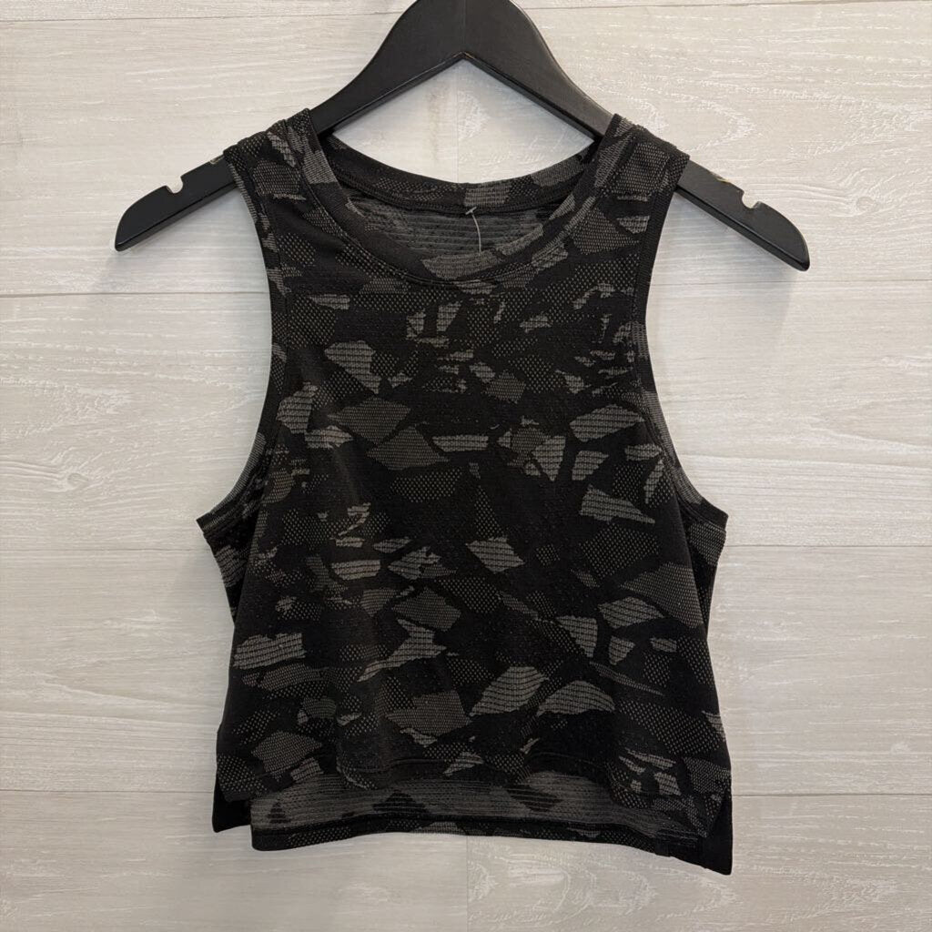 Lululemon Black/ Grey Print Cropped Tank Top Small