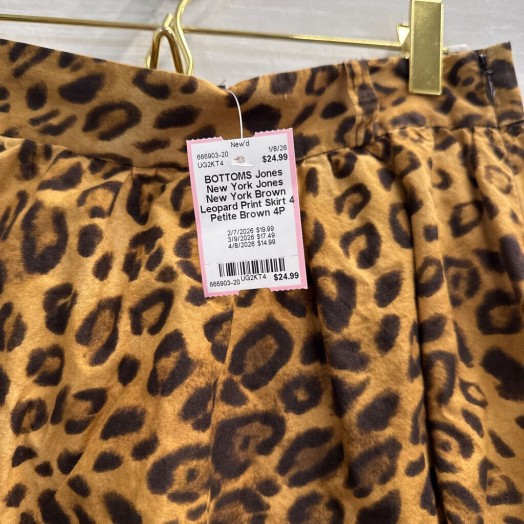 Jones New York Brown Leopard Print Skirt 4 Petite