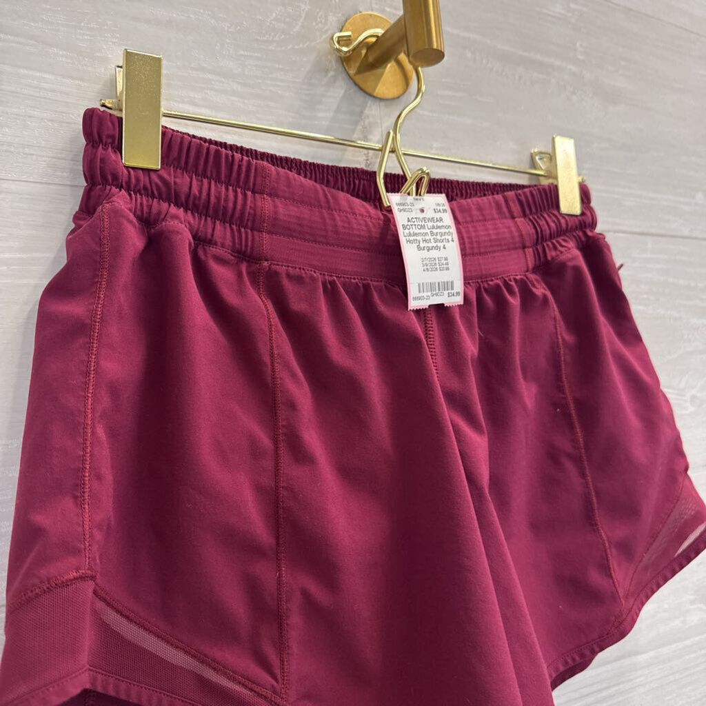 Lululemon Burgundy Hotty Hot Shorts 4