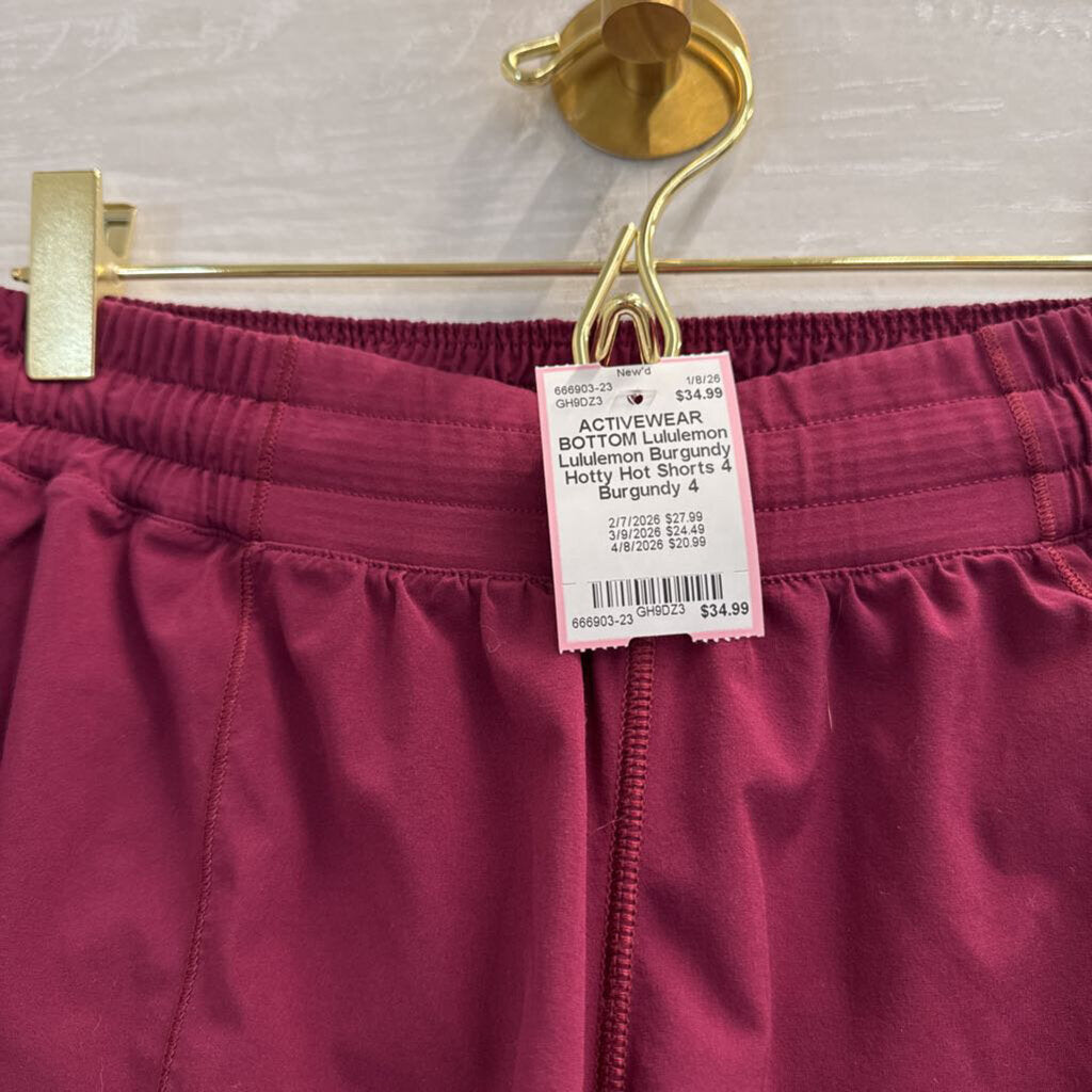Lululemon Burgundy Hotty Hot Shorts 4