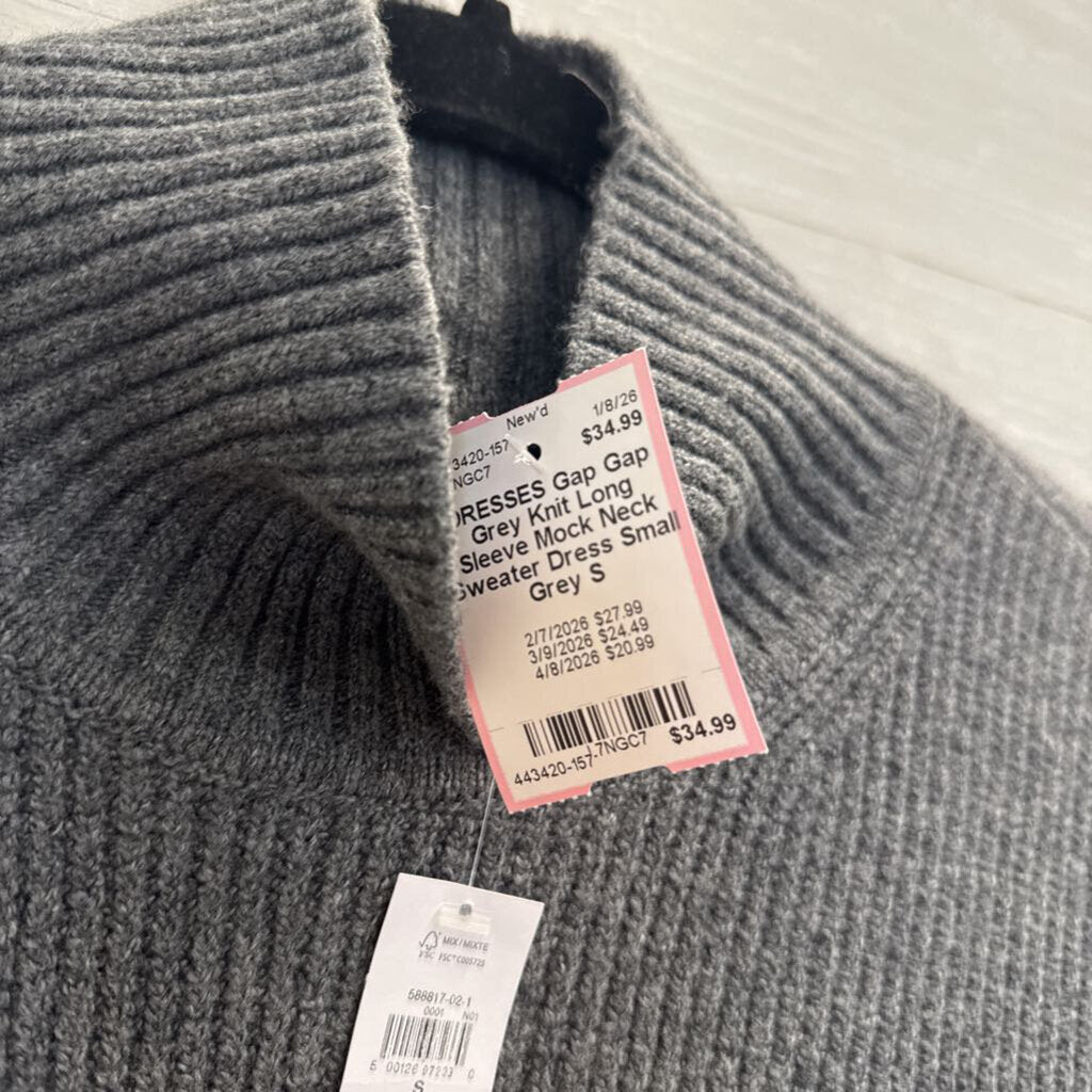 Gap Grey Knit Long Sleeve Mock Neck Sweater Dress Small