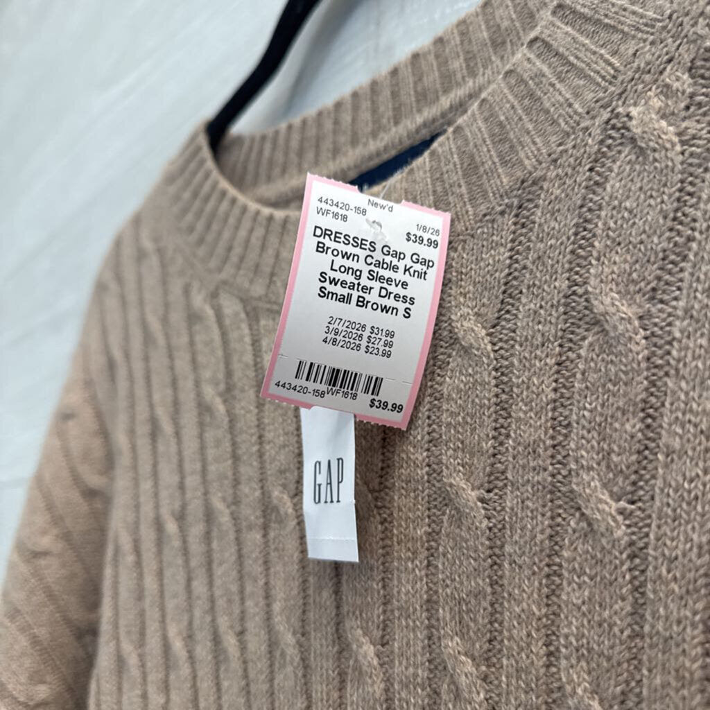 Gap Brown Cable Knit Long Sleeve Sweater Dress Small