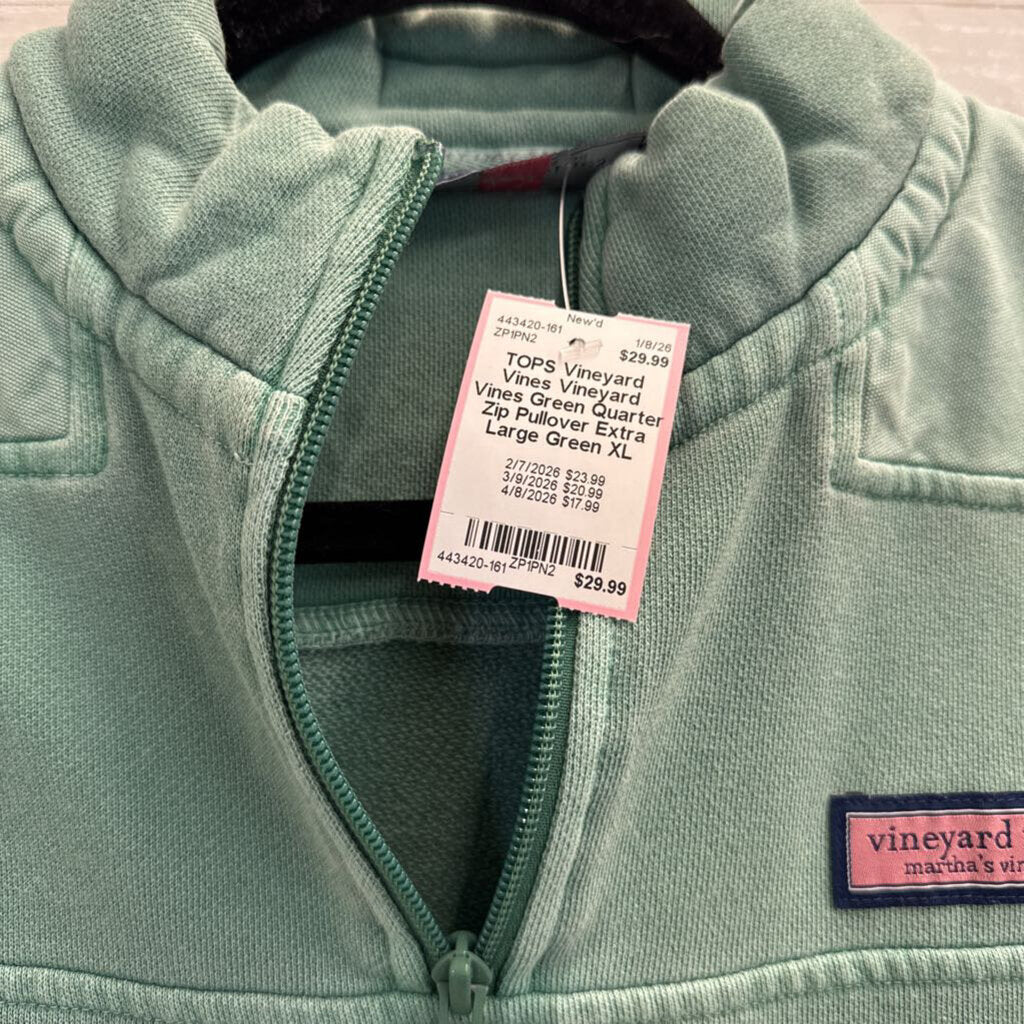 Vineyard Vines Green Quarter Zip Pullover Extra Large