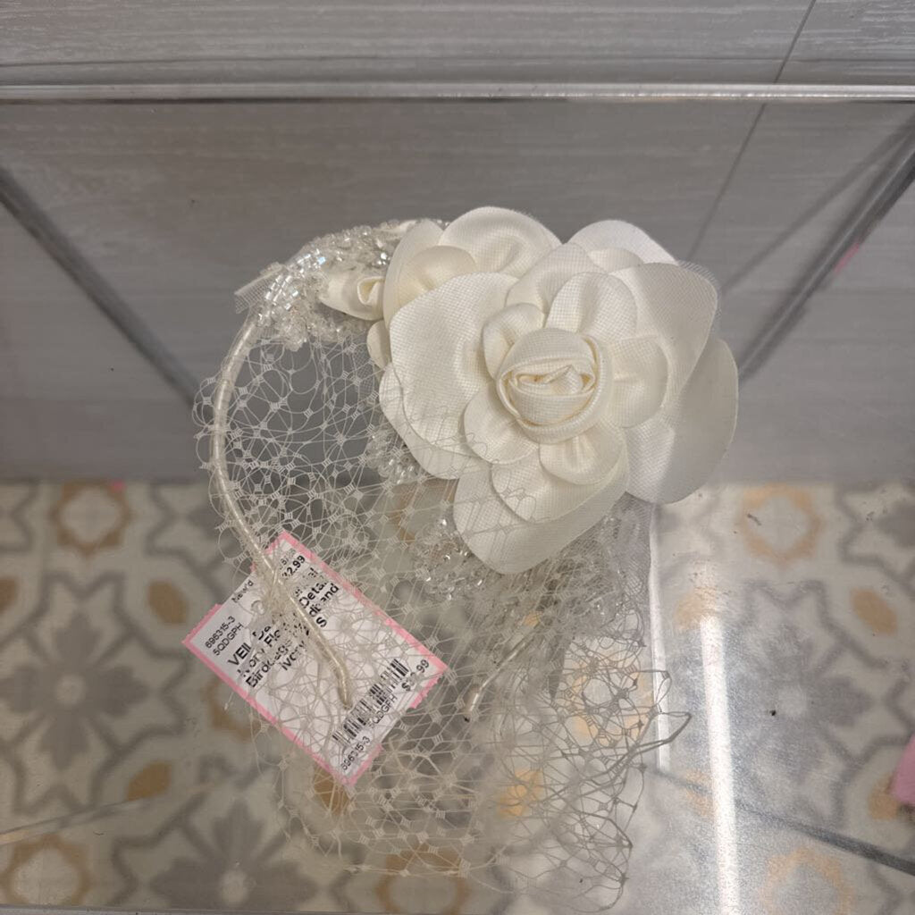 Ivory Flower Detail Birdcage Headband