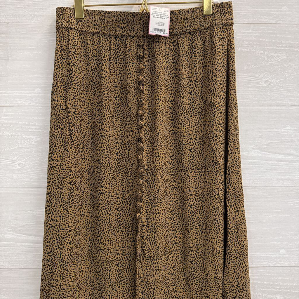 Loft Brown/ Black Print Midi Skirt Small