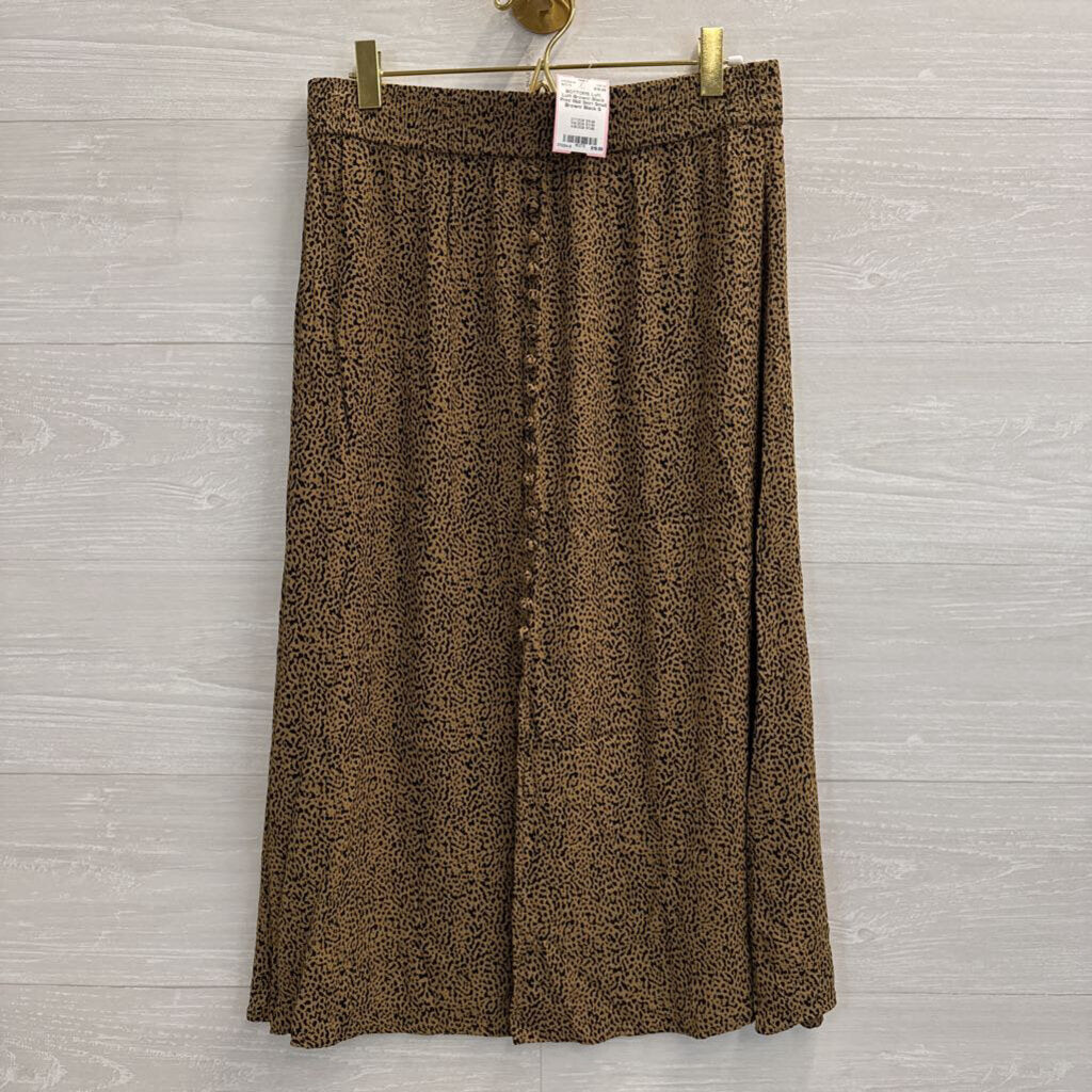 Loft Brown/ Black Print Midi Skirt Small
