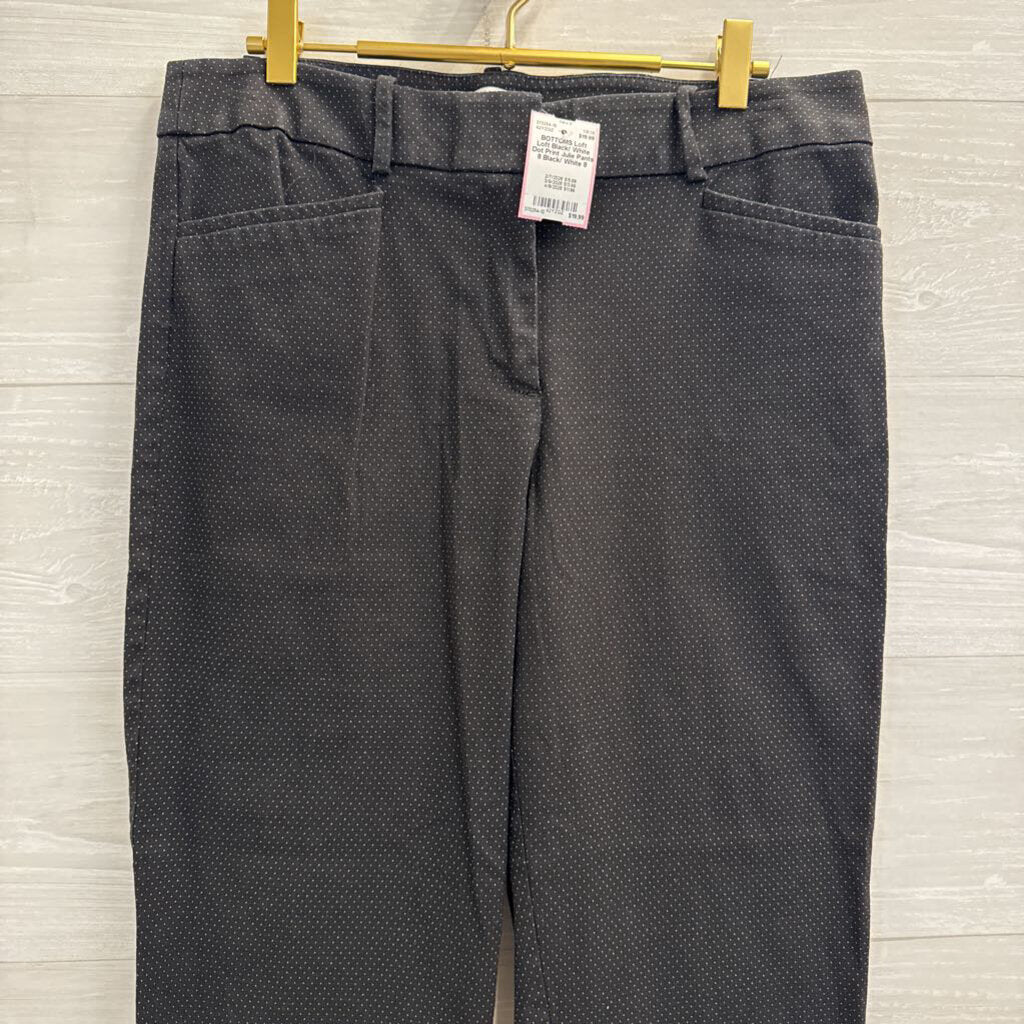 Loft Black/ White Dot Print Julie Pants 8