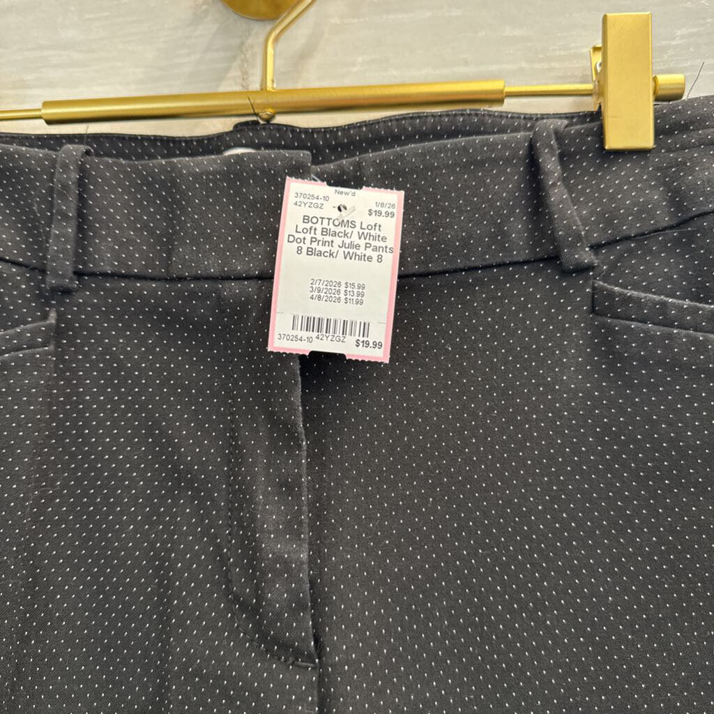Loft Black/ White Dot Print Julie Pants 8