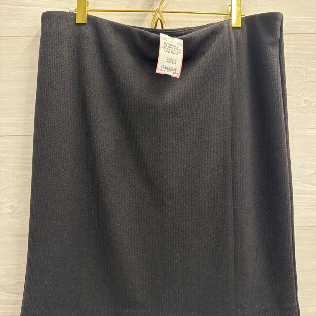 Loft Black Ribbed Knit Sweater Skirt Large
