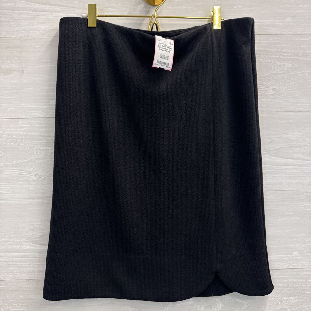 Loft Black Ribbed Knit Sweater Skirt Large