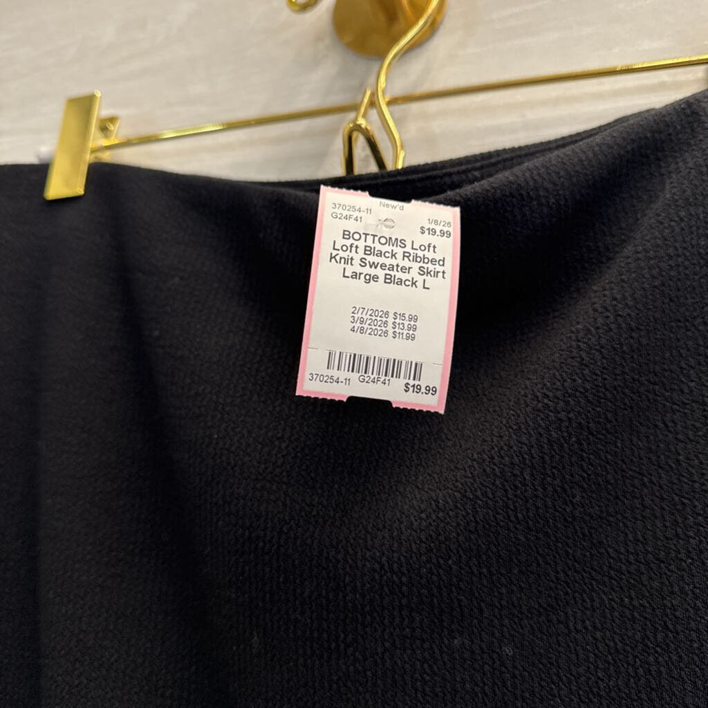Loft Black Ribbed Knit Sweater Skirt Large