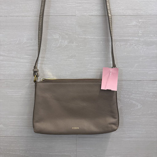 Fossil Grey Crocodile Print Side Detail Devon Crossbody Purse With Matching Wallet