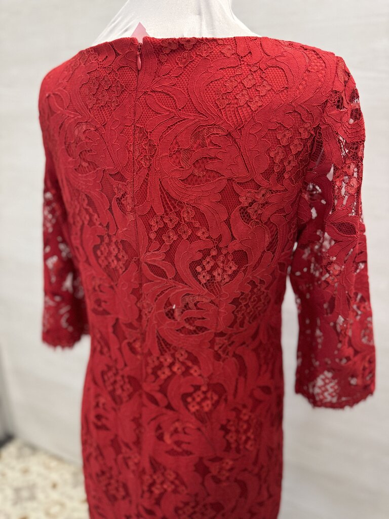 J Howard Red Lace Long Sleeve Short Formal Dress 14