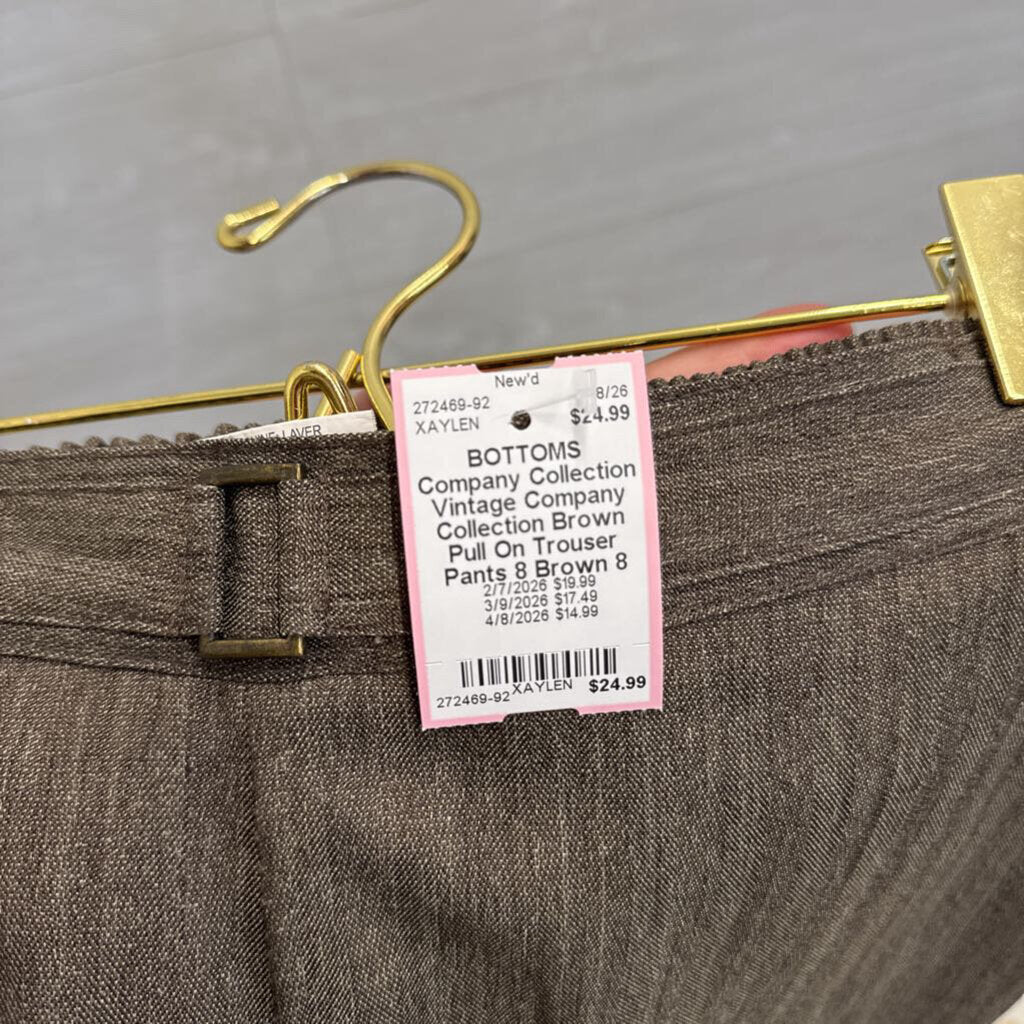 Vintage Company Collection Brown Pull On Trouser Pants 8