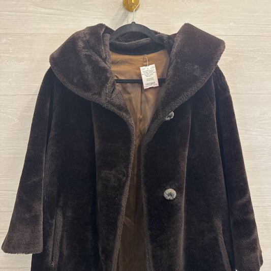 Vintage Sealura Brown Faux Fur Long Jacket Large