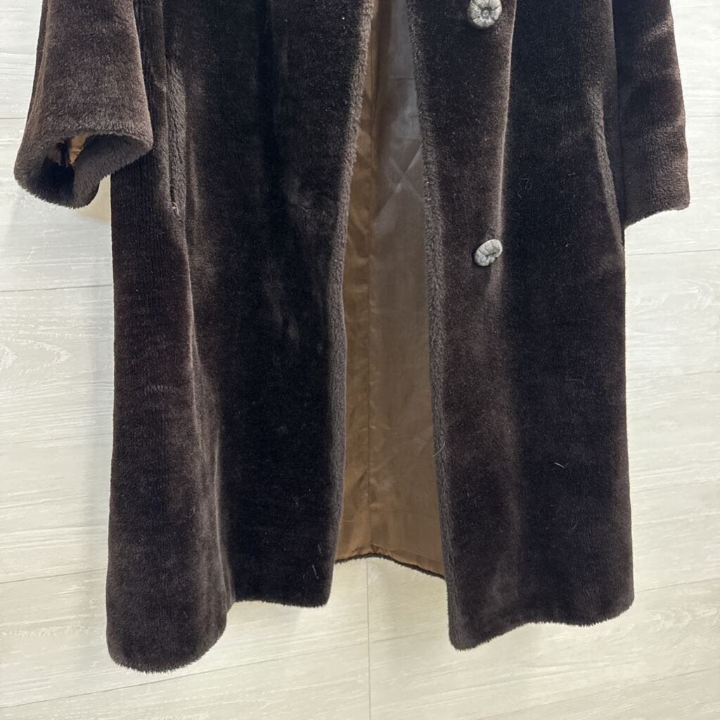 Vintage Sealura Brown Faux Fur Long Jacket Large