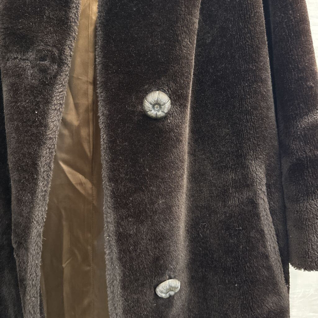 Vintage Sealura Brown Faux Fur Long Jacket Large